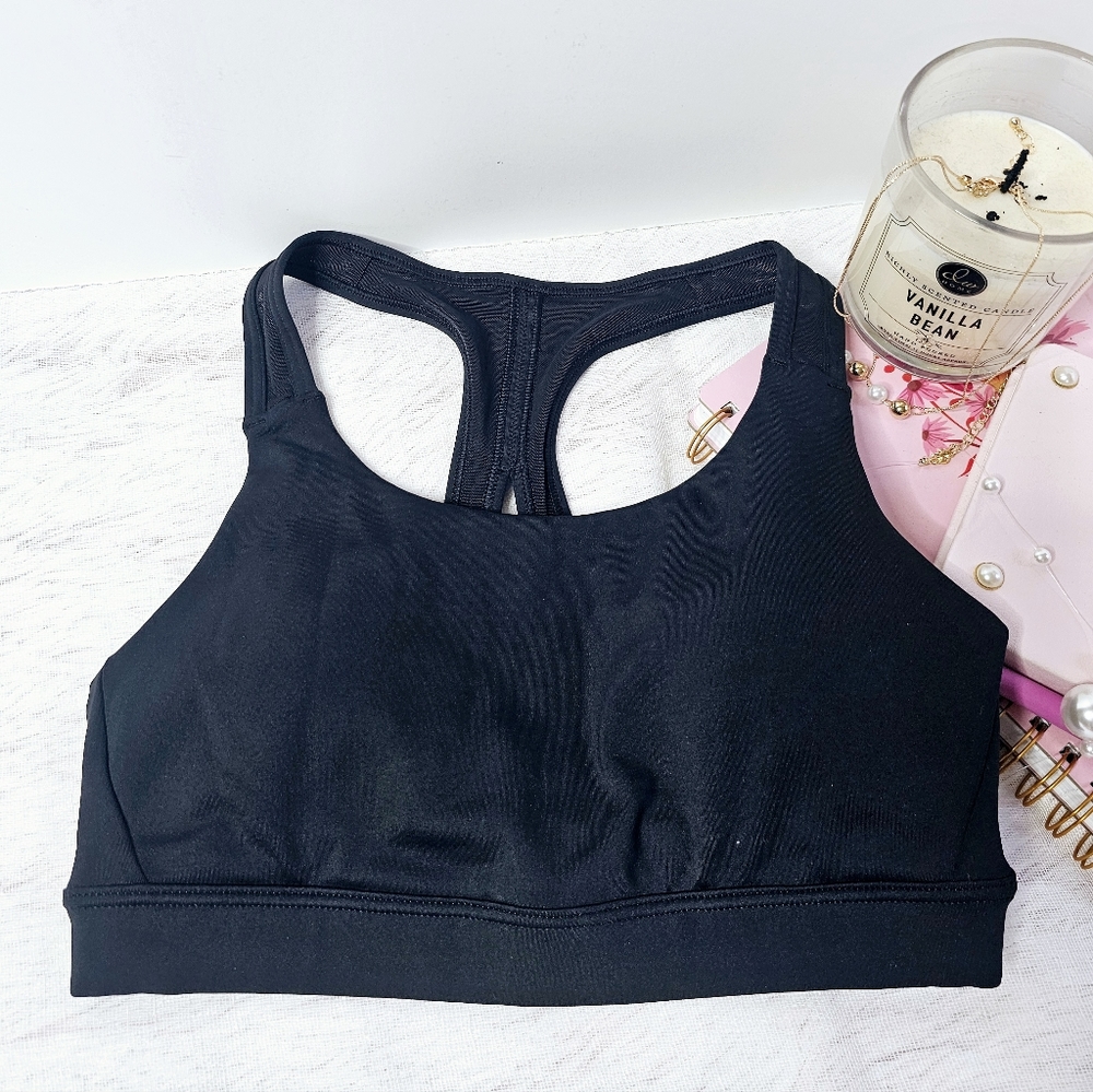 NWT Black Mesh Racerback Sports Bra Size XS